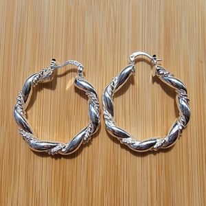 NEW STERLING SILVER HOOPS EARRINGS TWIST